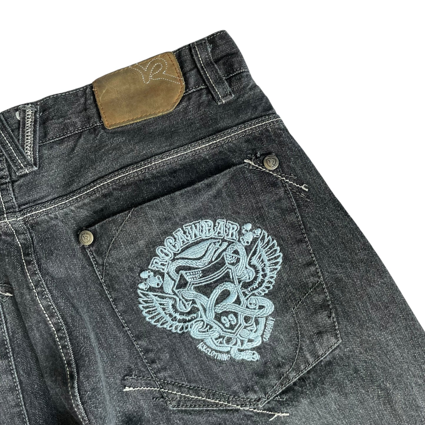 【Used】Rocawear Loose Fit Embroidery Logo Denim Pants/Black