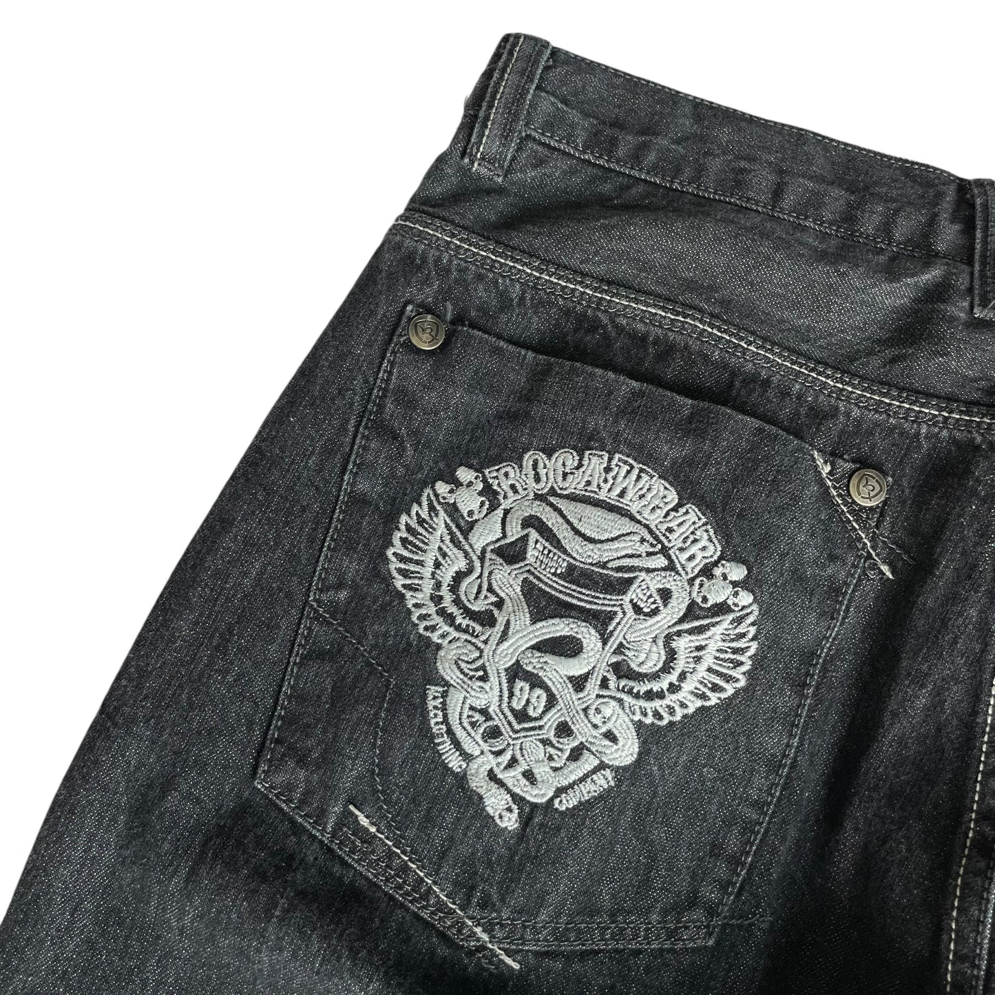 【Used】Rocawear Loose Fit Embroidery Logo Denim Pants/Black