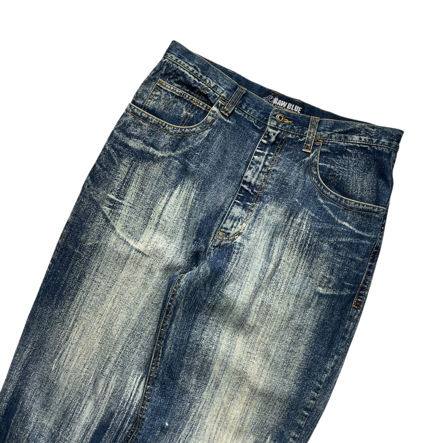 Raw Blue Loose Fit Bleach Denim