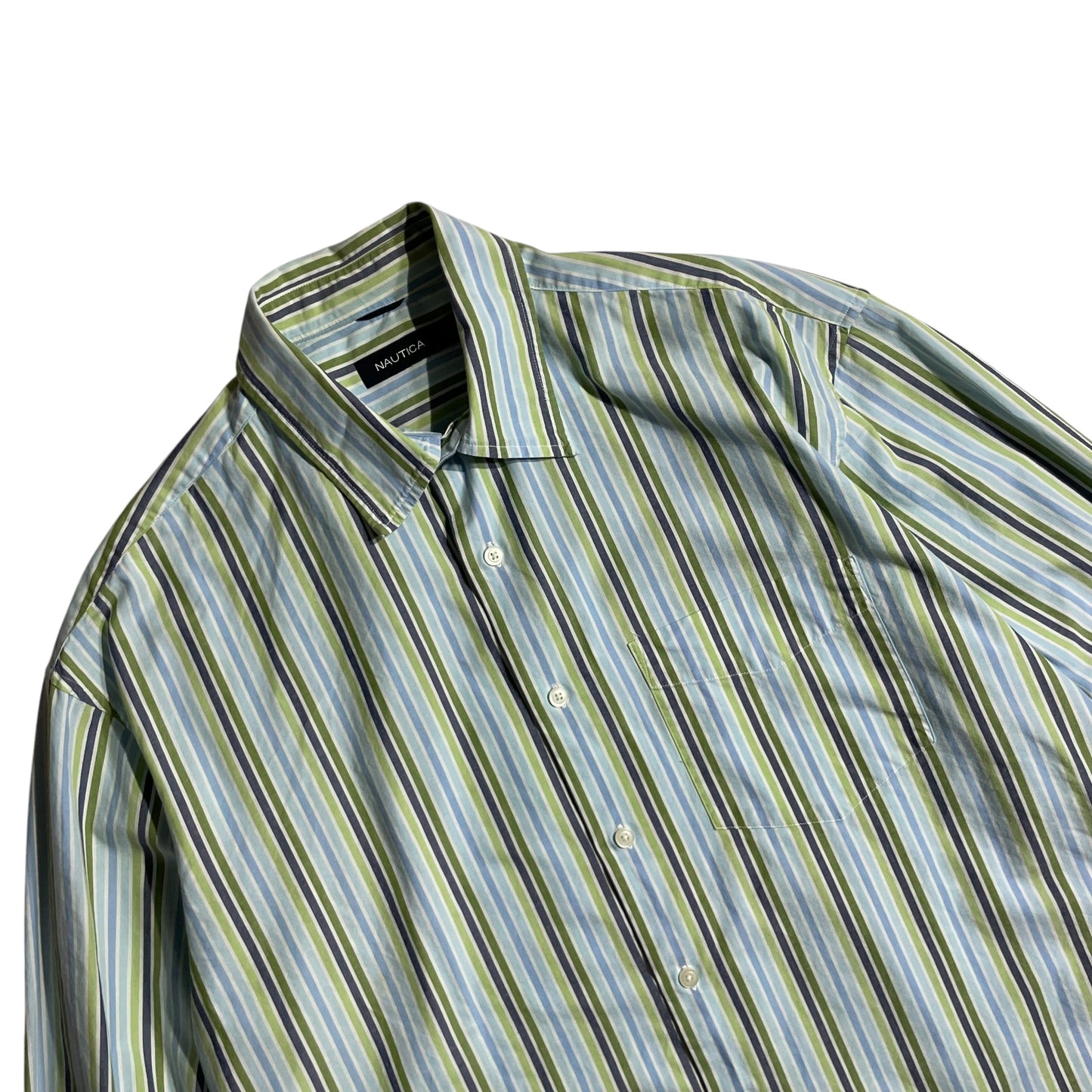 【USED】Nautica L/SL Stripe BD Shirt