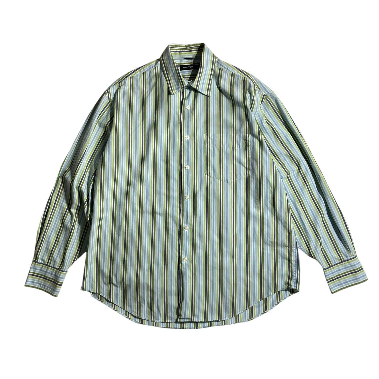 【USED】Nautica L/SL Stripe BD Shirt