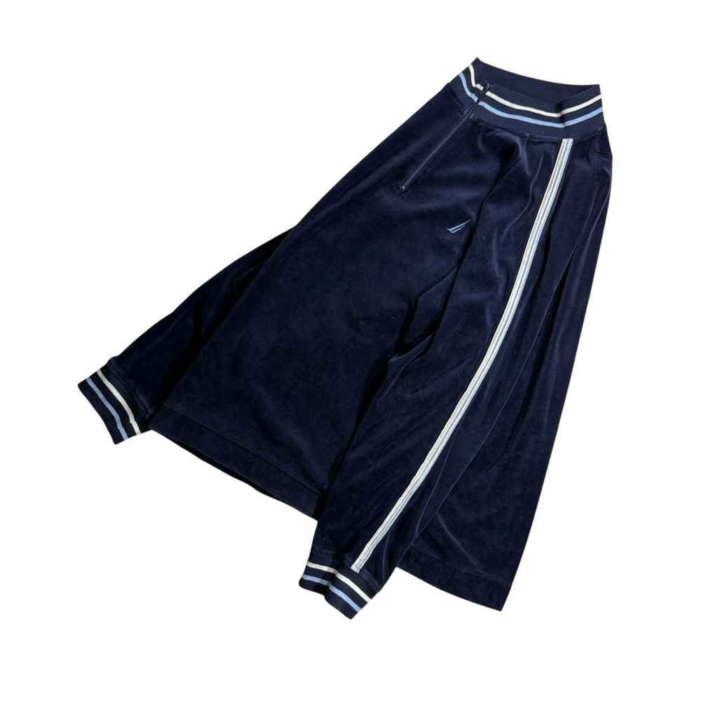 【USED】90s〜00s NAUTICA Velour Half Zip Pullover Jacket Navy L / ノーティカ ベロア ハーフジップ プルオーバー ジャケット ジャージ トラックトップ 紺 90年代