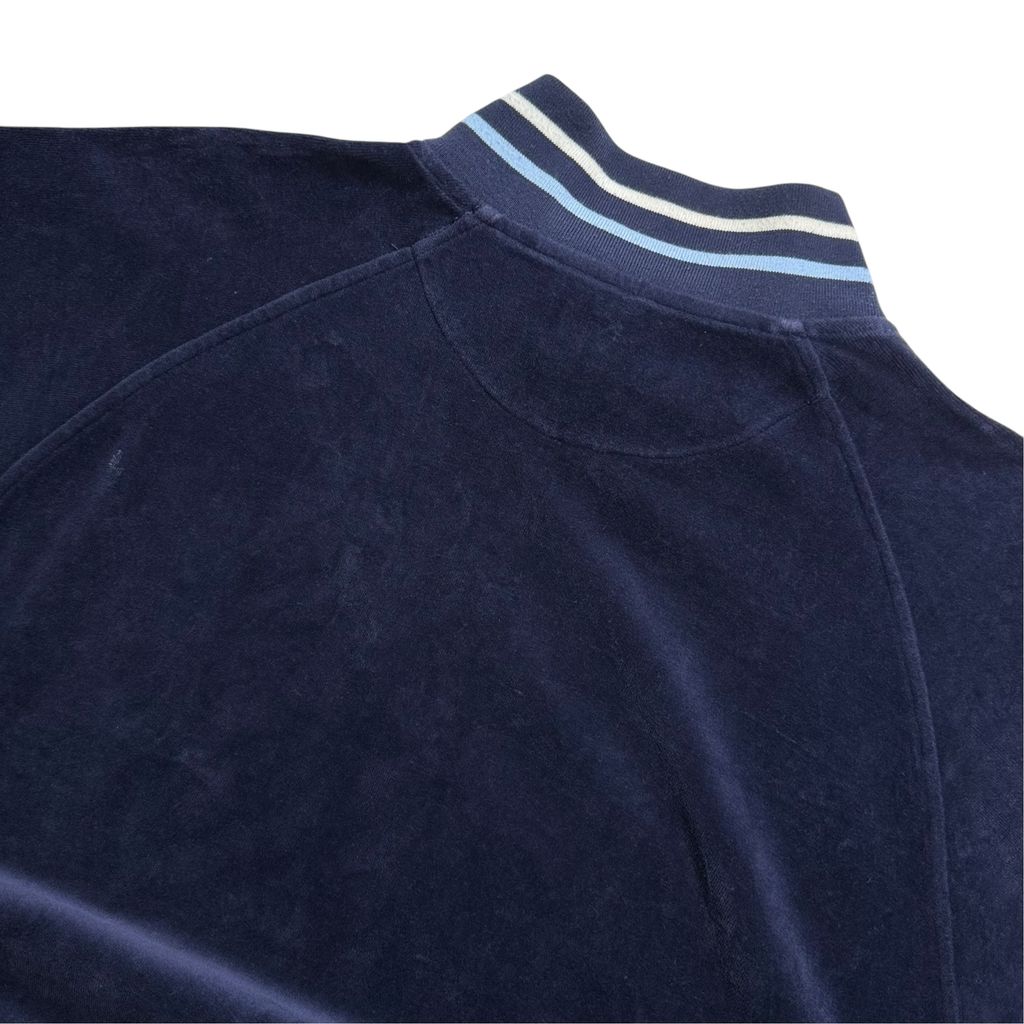 【USED】90s〜00s NAUTICA Velour Half Zip Pullover Jacket Navy L / ノーティカ ベロア ハーフジップ プルオーバー ジャケット ジャージ トラックトップ 紺 90年代
