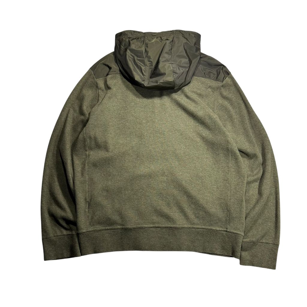 【USED】POLO RALPH LAUREN Estate Rib Hooded Full-Zip Jacket Olive XL / ポロラルフローレン エステートリブ フーデッド フルジップアップジャケット ニットパーカー ナイロン切替 オリーブ カーキ 00s〜10s