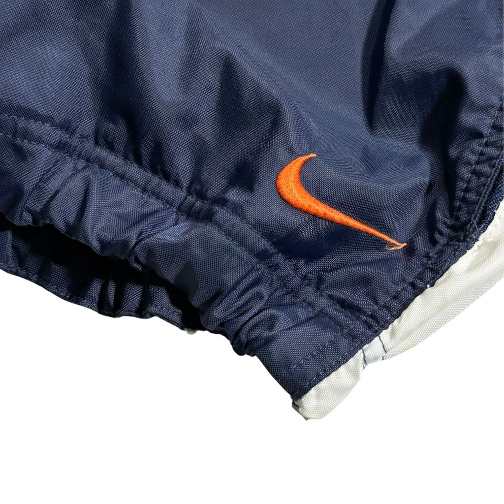 【USED】00s NIKE Hooded Nylon Pullover Jacket Navy x Orange L / ナイキ フーデッド ナイロン プルオーバー ジャケット アノラック パーカー 刺繍 紺 オレンジ 00年代