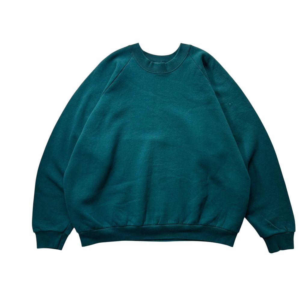 【USED】FRUIT OF THE LOOM Plain Raglan Sweat Green LADIES 2X USA製 / フルーツオブザルーム 無地 ラグラン スウェット エメラルドグリーン USA製 古着