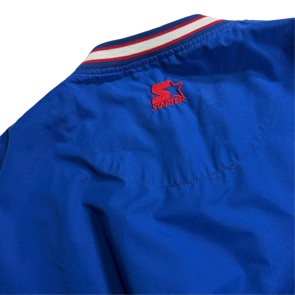 【USED】90s STARTER NHL NEW YORK RANGERS V-Neck Nylon Pullover Jacket Royal Blue XL / スターター NHL ニューヨーク レンジャース Vネック ナイロン プルオーバー ジャケット