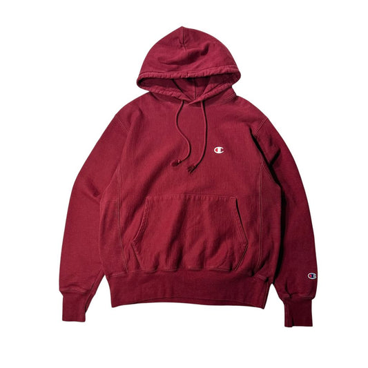 【USED】Champion REVERSE WEAVE Hoodie Red M JPN XL / チャンピオン リバースウィーブ スウェット パーカー プルオーバー フーディー ボルドー 赤 目付き ホンジュラス製 メンズ ユニセックス 古着