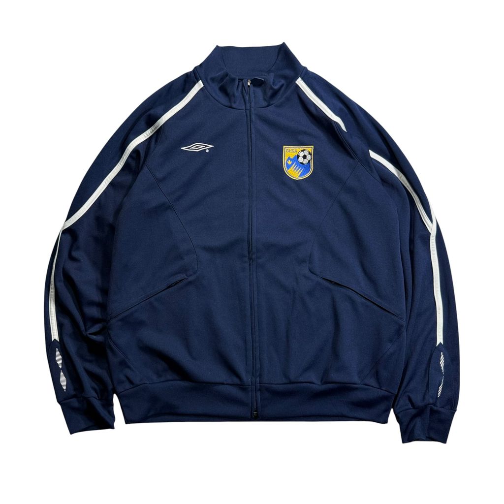 【USED】00s UMBRO GHSA Soccer Track Jacket Navy M / アンブロ サッカートラックジャケット ジャージ 刺繍ロゴ チーム章 90s〜00s