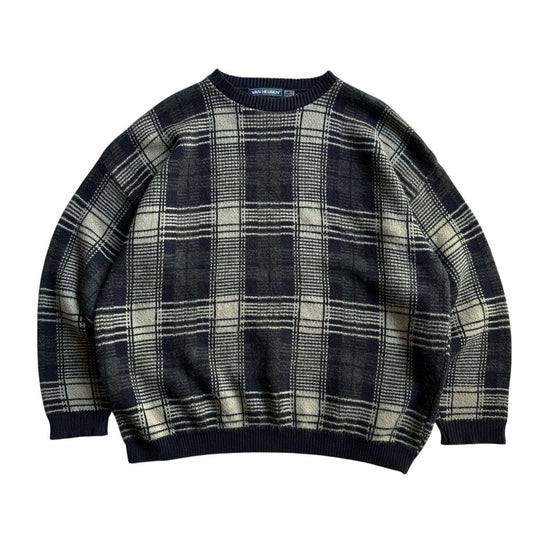 【USED】Van Heusen Check Pattern Crewneck Sweater