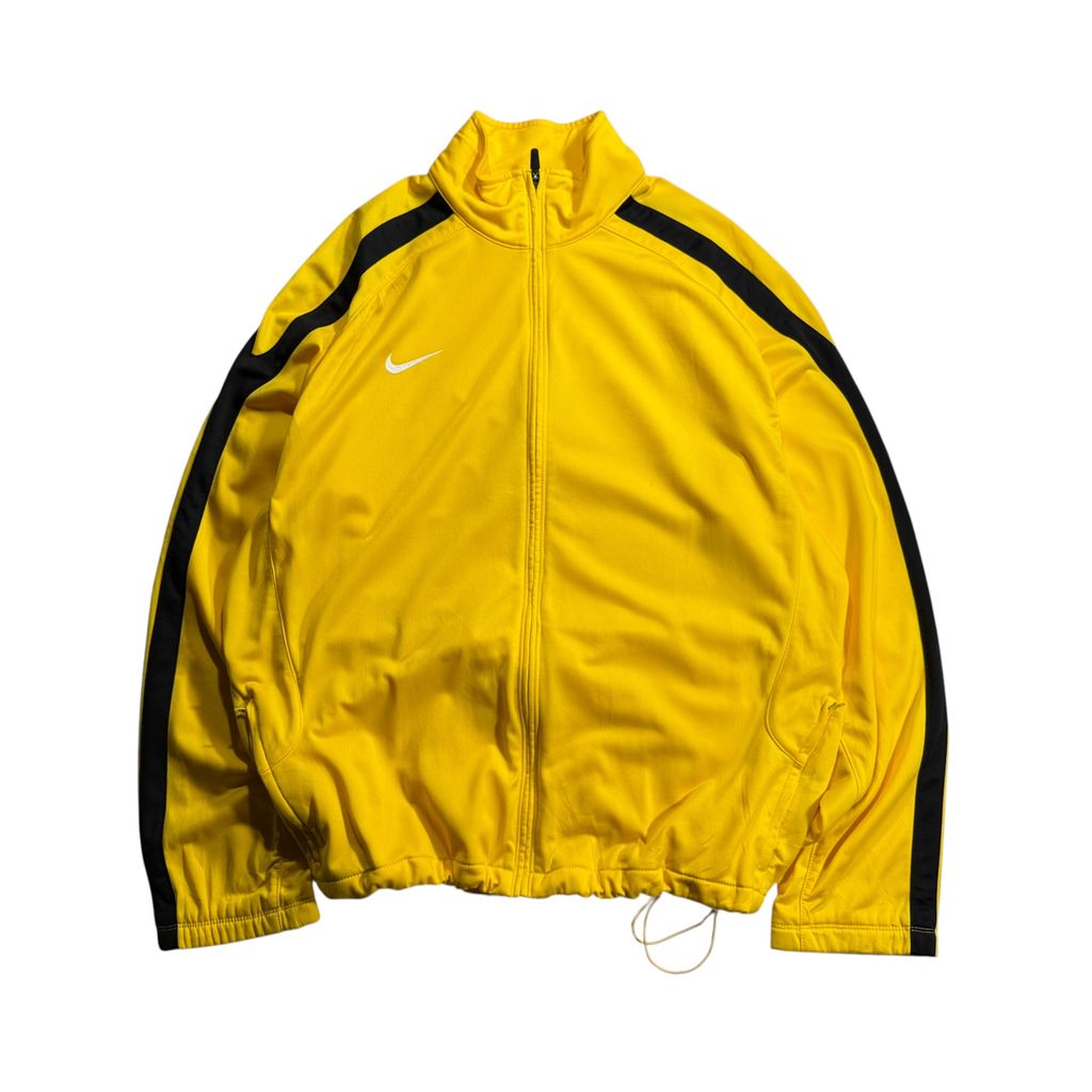 【USED】00s NIKE Track Jacket Yellow x Black XL / ナイキ トラックジャケット ジャージ 刺繍ロゴ 切替 黄色 黒 00年代