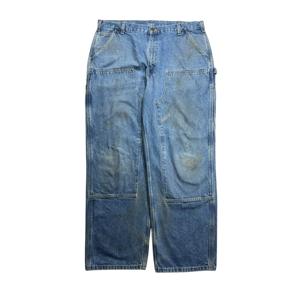 【USED】Carhartt B73 DST Double Knee Denim Painter Pants Blue 40 x 32 / カーハート ダブルニー デニム ペインターパンツ ブルー 青 デニム地 ワーク ビンテージ 古着