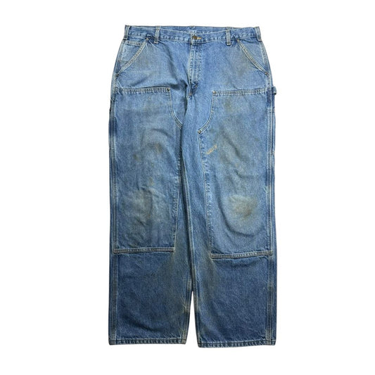 【USED】Carhartt B73 DST Double Knee Denim Painter Pants Blue 40 x 32 / カーハート ダブルニー デニム ペインターパンツ ブルー 青 デニム地 ワーク ビンテージ 古着