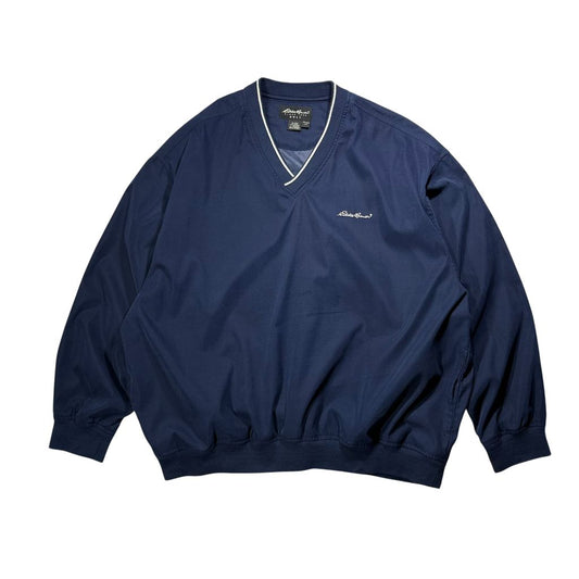 【USED】Eddie Bauer GOLF V-Neck Nylon Pullover Jacket Navy L / エディーバウアー ゴルフ Vネック プルオーバー ナイロンジャケット ウィンドブレーカー 紺 90s〜00s ヴィンテージ 古着