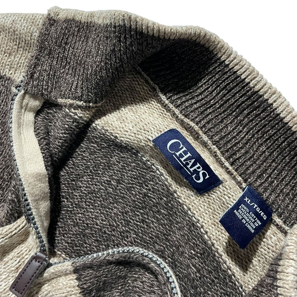 【USED】Chaps Half Zip Border Sweater
