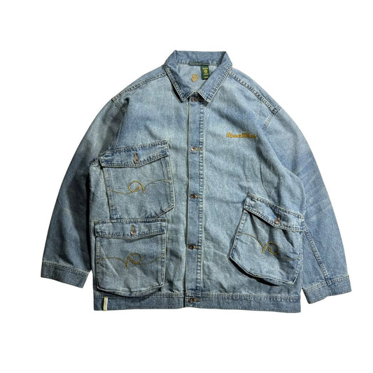 00s ROCAWEAR Denim Utility Jacket Light Blue XXL / ロカウェア デニム ユーティリティジャケット カバーオール デニムシャツ ヒップホップ B系 00年代 ヴィンテージ 古着 USED