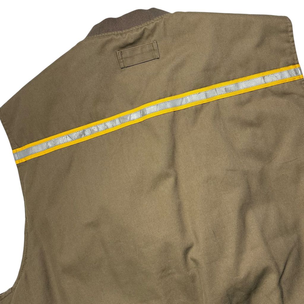 【USED】TWINHILL UPS Official Uniform Insulated Vest Brown XL / ツインヒル UPS 公式ユニフォーム 中綿ベスト キルティングライナー シンサレート リフレクターテープ付き 企業モノ ビッグサイズ