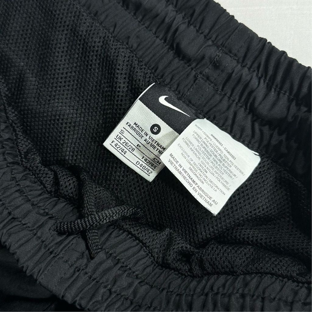 【USED】00s Nike Nylon Tech Pants Black x White Piping S / ナイキ ナイロン テック パンツ ブラック ホワイトパイピング スウッシュ刺繍 スポーツ