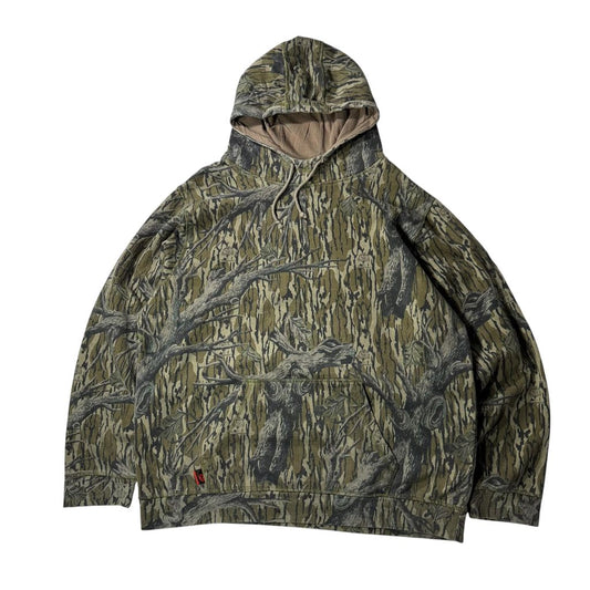 【USED】MOSSY OAK Real Tree Camo Sweat Hoodie Medium / モッシーオーク リアルツリーカモ ツリースタンド 迷彩 スウェット パーカー プルオーバー パキスタン製 Mサイズ メンズ ユニセックス 古着