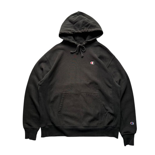 【USED】Champion REVERSE WEAVE Hoodie Black M JPN XL / チャンピオン リバースウィーブ スウェット パーカー プルオーバー フーディー ブラック 黒 目付き パキスタン製 メンズ ユニセックス 古着