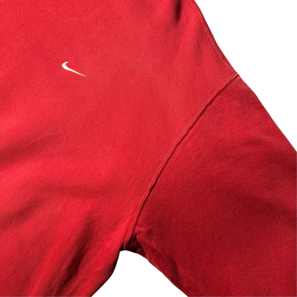 【USED】NIKE Swoosh Sweat Red XL / ナイキ ワンポイント スウッシュ 刺繍 クルーネック スウェット トレーナー レッド 赤 白タグ XLサイズ メンズ ユニセックス 古着