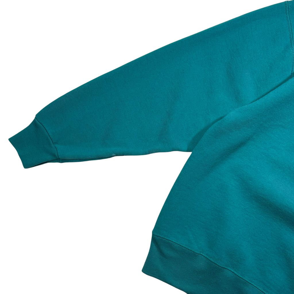 【USED】90s Calvin Klein Jeans Bootleg Sweat Teal Green / カルバンクラインジーンズ ブートレグ センターロゴ 刺繍 クルーネック スウェット ティールグリーン 青緑 90年代 ヴィンテージ 古着