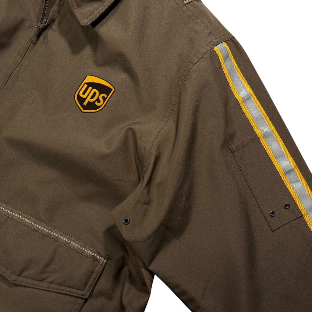 【USED】TWINHILL UPS Official Uniform Utility Jacket Brown MD / ツインヒル UPS 公式ユニフォーム ワークジャケット ブラウン 茶色 リフレクターテープ付き 企業モノ 古着
