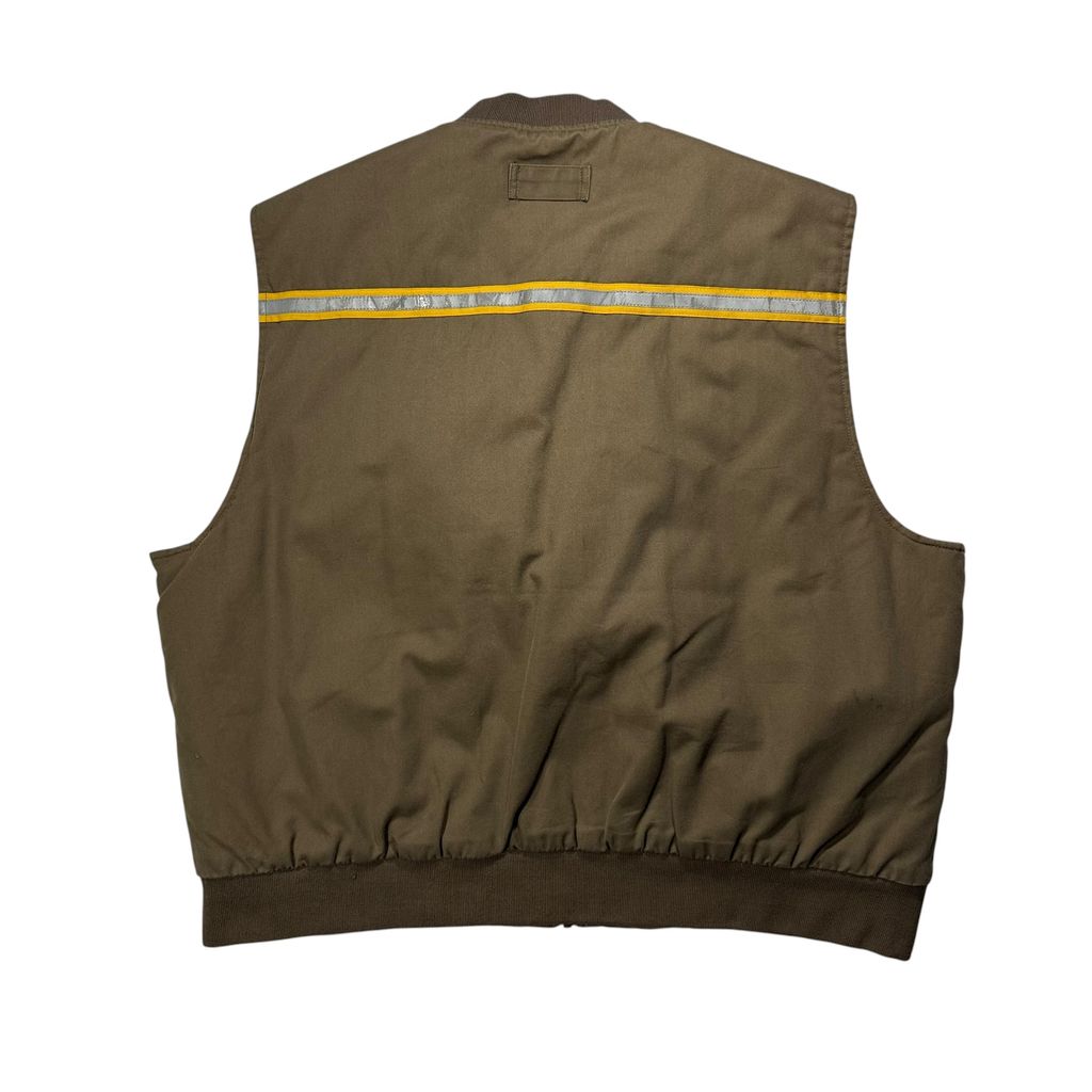 【USED】TWINHILL UPS Official Uniform Insulated Vest Brown XL / ツインヒル UPS 公式ユニフォーム 中綿ベスト キルティングライナー シンサレート リフレクターテープ付き 企業モノ ビッグサイズ