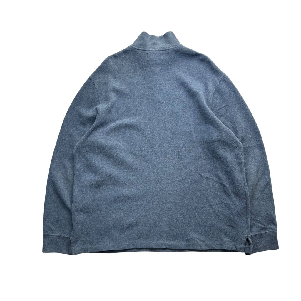 【USED】Polo by Ralph Lauren Half-Zip Cotton Sweat Heather Blue XL / ポロ バイ ラルフローレン ハーフジップ コットン スウェット トレーナー 霜降り ブルー ポニー刺繍 XL 古着