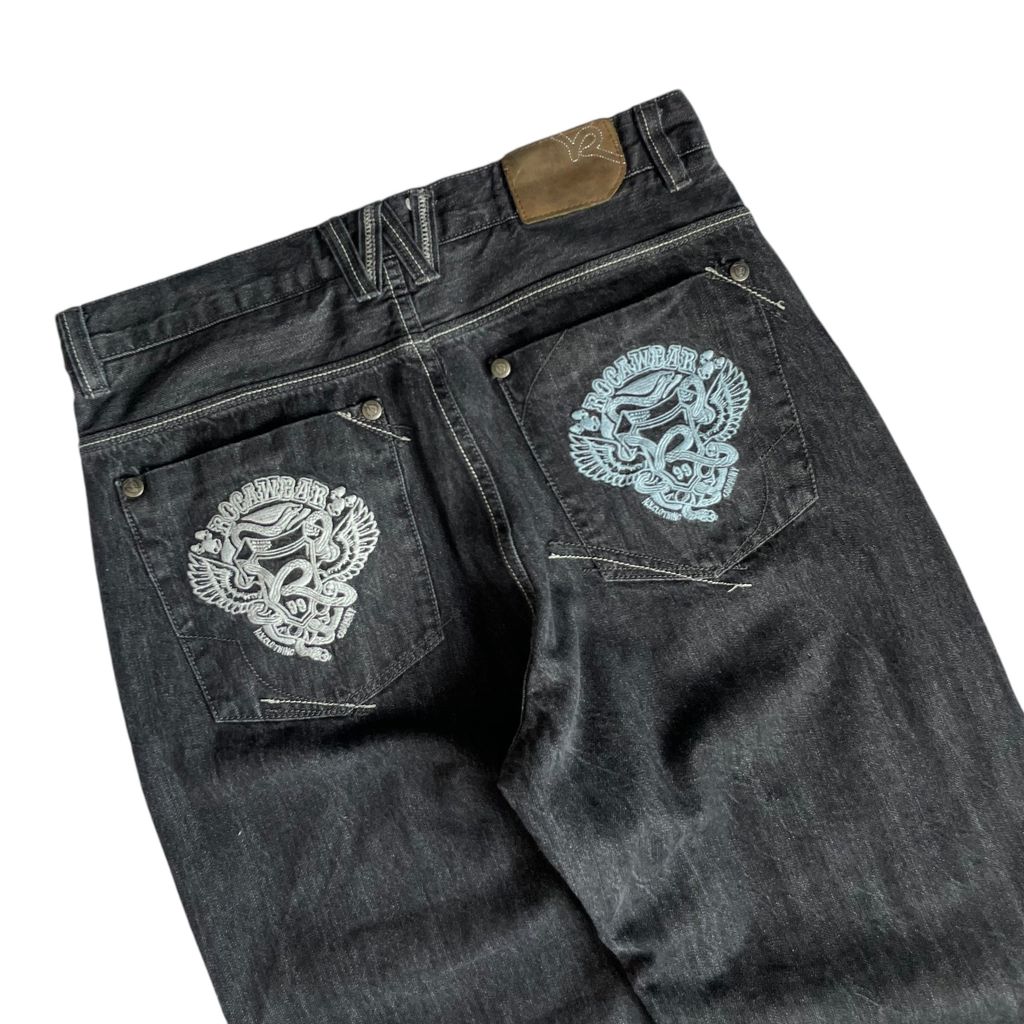 【Used】Rocawear Loose Fit Embroidery Logo Denim Pants/Black
