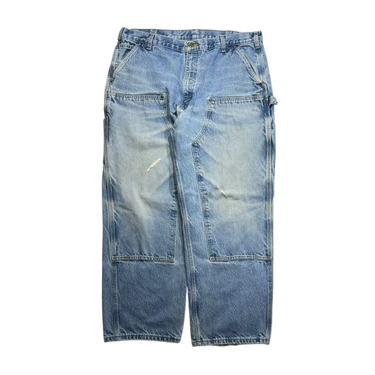 【USED】Carhartt B73 DST Double Knee Denim Painter Pants Blue 40 x 30 / カーハート ダブルニー デニム ペインターパンツ ブルー 青 デニム地 ワークウェア ビンテージ 古着 USED