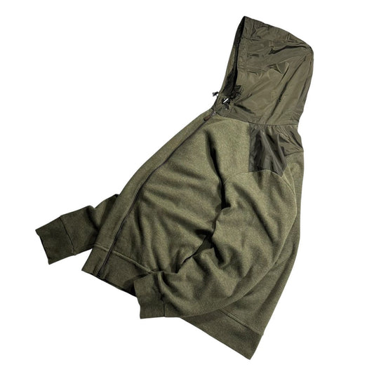 【USED】POLO RALPH LAUREN Estate Rib Hooded Full-Zip Jacket Olive XL / ポロラルフローレン エステートリブ フーデッド フルジップアップジャケット ニットパーカー ナイロン切替 オリーブ カーキ 00s〜10s