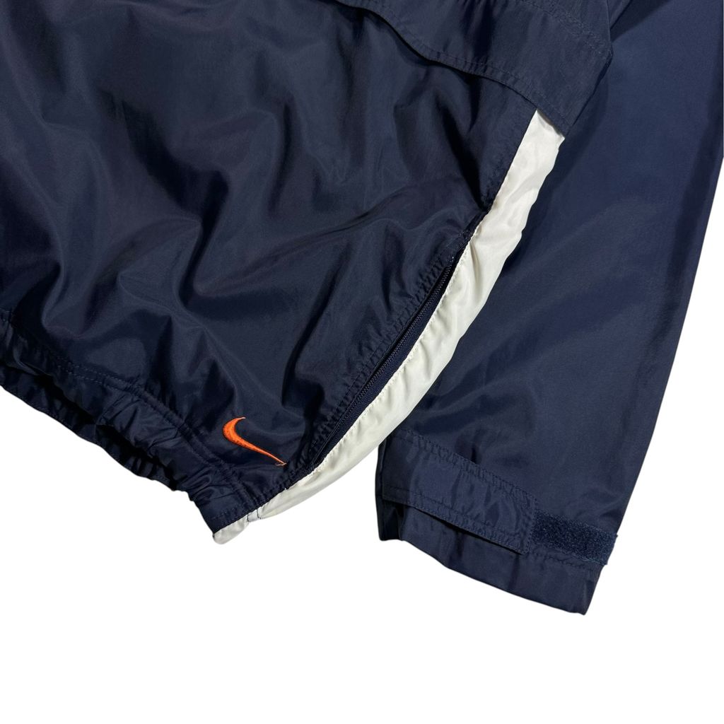 【USED】00s NIKE Hooded Nylon Pullover Jacket Navy x Orange L / ナイキ フーデッド ナイロン プルオーバー ジャケット アノラック パーカー 刺繍 紺 オレンジ 00年代