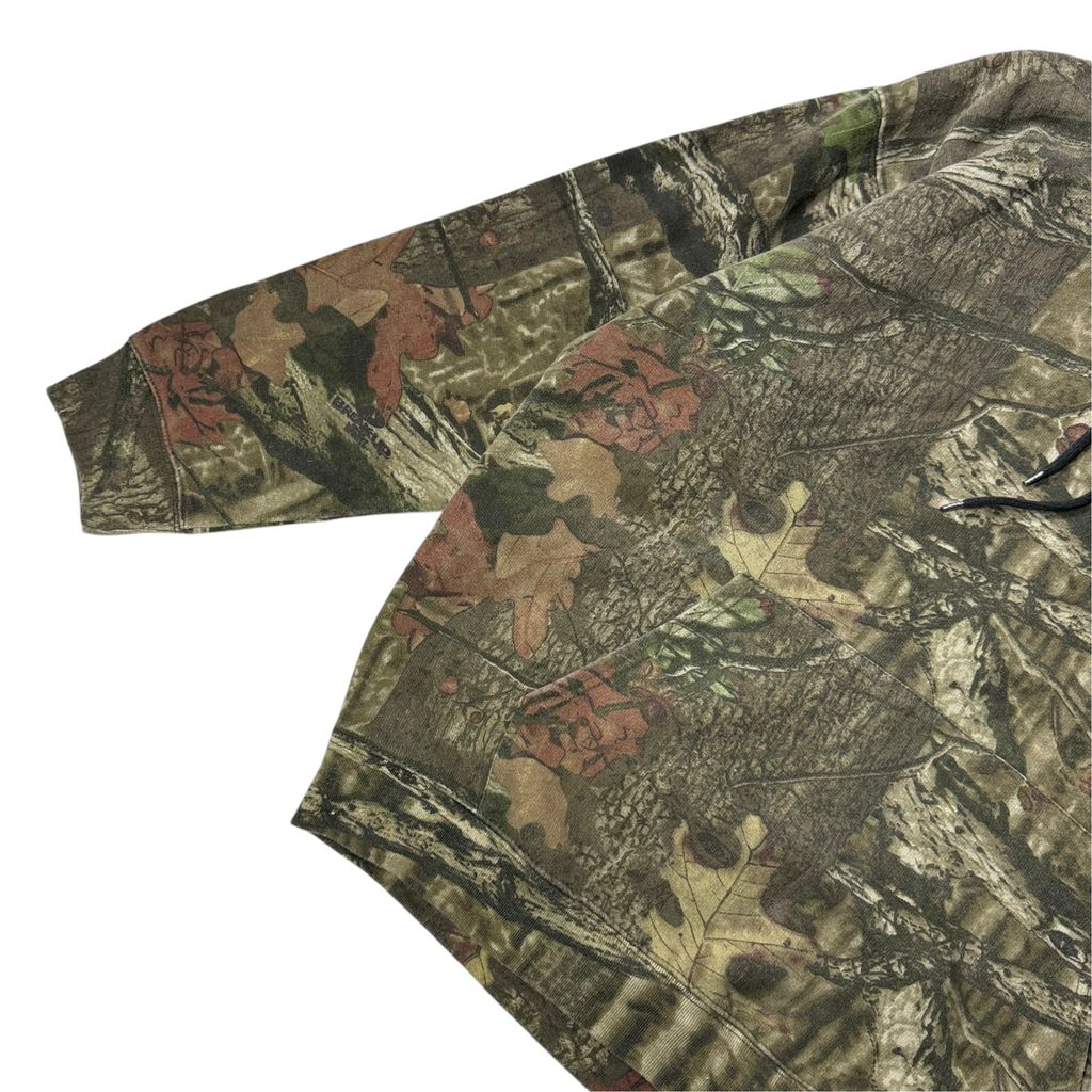 【USED】YUKON GEAR Mossy Oak Real Tree Camo Sweat Hoodie XL / ユーコンギア モッシーオーク リアルツリーカモ 迷彩 スウェット パーカー プルオーバー パキスタン製 メンズ ユニセックス 古着