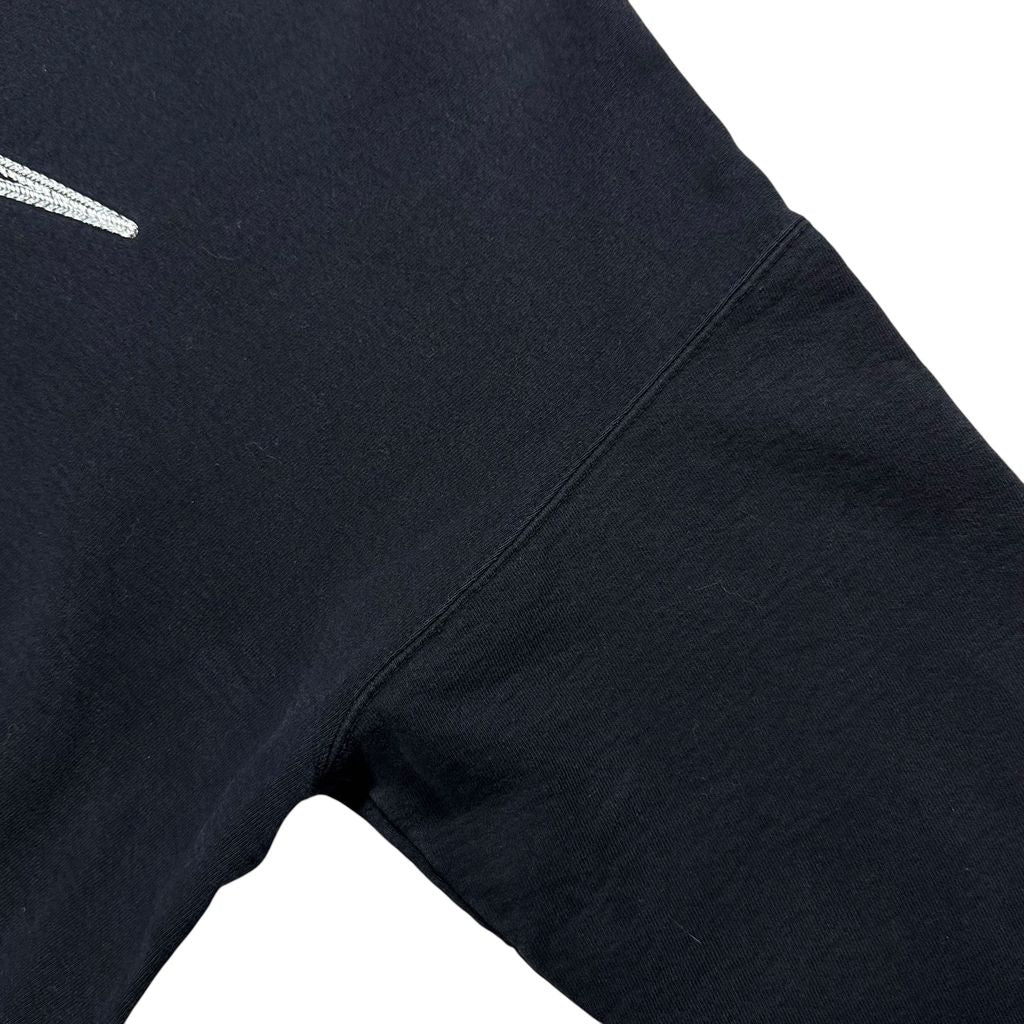 【USED】90s NIKE Center Big Swoosh Sweat Black L / ナイキ センター ビッグスウッシュ 刺繍 クルーネック スウェット トレーナー ブラック 黒 白タグ Lサイズ メンズ 古着