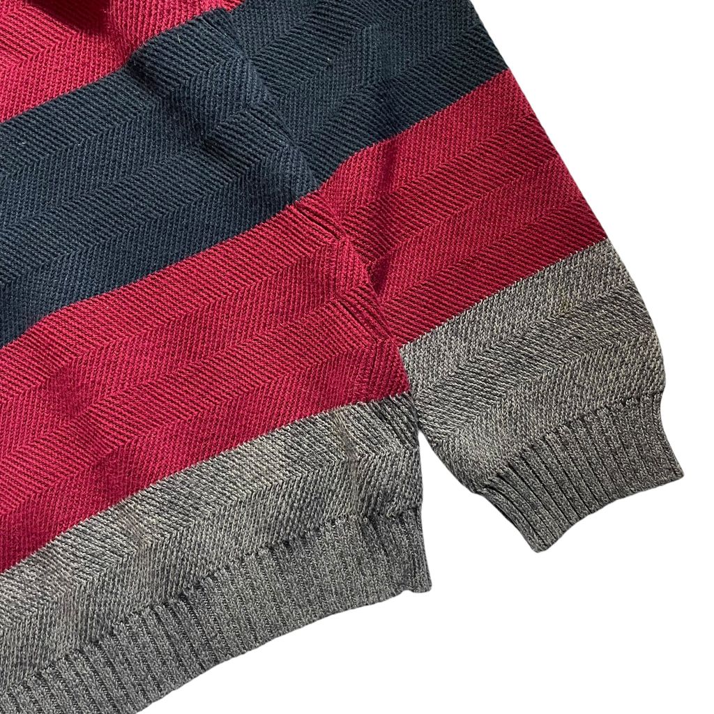 Chaps Crew Neck Border Cotton Sweater