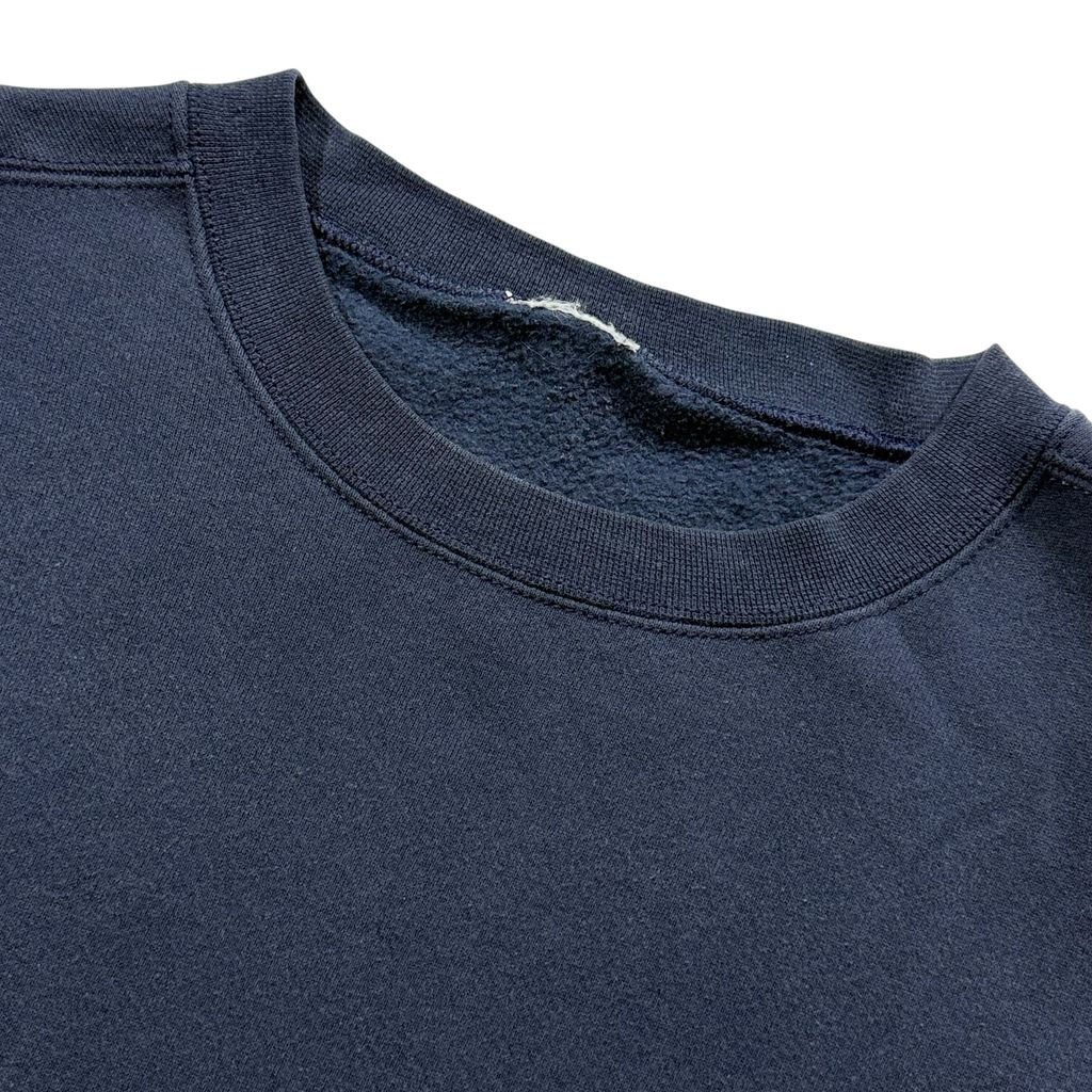 【USED】90s-00s NIKE One Point Swoosh Sweat Navy / ナイキ ワンポイント スウッシュ 刺繍 クルーネック スウェット トレーナー ダークネイビー 濃紺 白タグ メンズ ユニセックス 古着