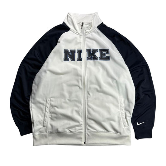 【USED】00s NIKE Track Jacket White x Navy XXL / ナイキ トラックジャケット ジャージ カレッジロゴ 刺繍 白 紺 00年代 ヴィンテージ