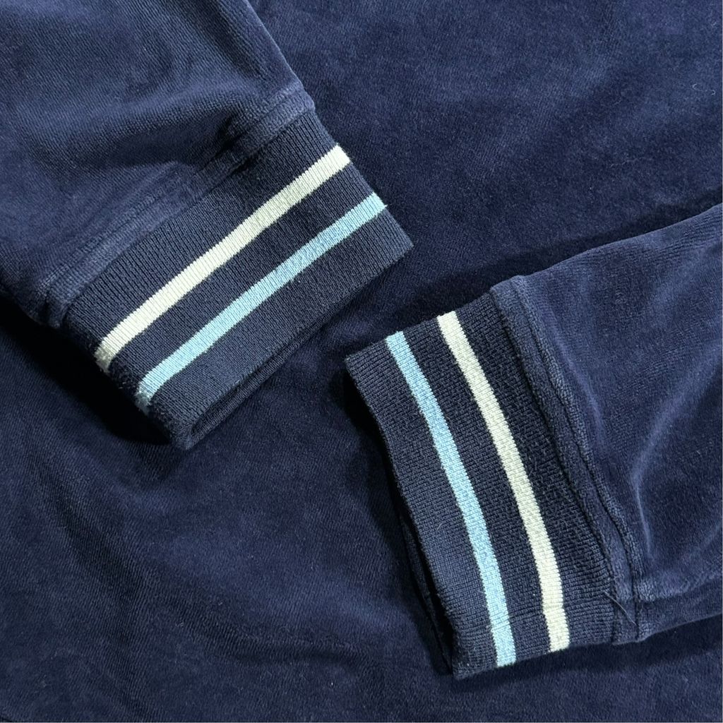 【USED】90s〜00s NAUTICA Velour Half Zip Pullover Jacket Navy L / ノーティカ ベロア ハーフジップ プルオーバー ジャケット ジャージ トラックトップ 紺 90年代