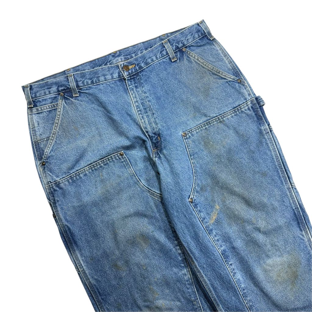 【USED】Carhartt B73 DST Double Knee Denim Painter Pants Blue 40 x 32 / カーハート ダブルニー デニム ペインターパンツ ブルー 青 デニム地 ワーク ビンテージ 古着