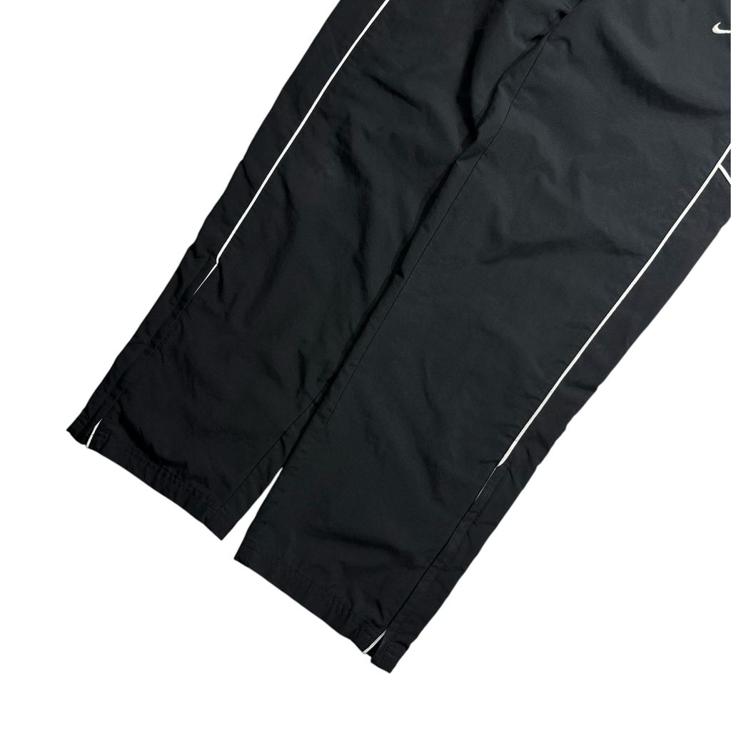 【USED】00s Nike Nylon Tech Pants Black x White Piping S / ナイキ ナイロン テック パンツ ブラック ホワイトパイピング スウッシュ刺繍 スポーツ