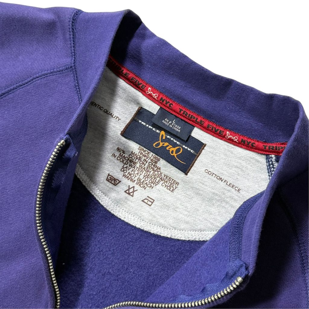 【USED】TRIPLE 5 SOUL Full Zip Sweat Jacket Purple L / トリプルファイブソウル フルジップ スウェット ジャケット パープル 紫 刺繍 555 中国製 メンズ Lサイズ 古着