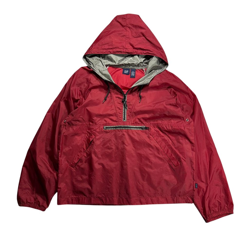 【USED】00s GAP Hooded Nylon Pullover Jacket Red M / ギャップ フーデッド ナイロン プルオーバー ジャケット アノラックパーカー 赤 00年代