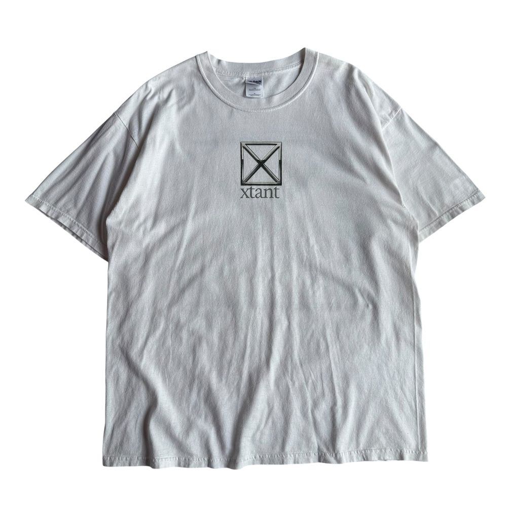 【USED】xtant エクスタント GILDAN ギルダン S/SL Tee 企業ロゴ 白 半袖Tシャツ バックプリント XLサイズ