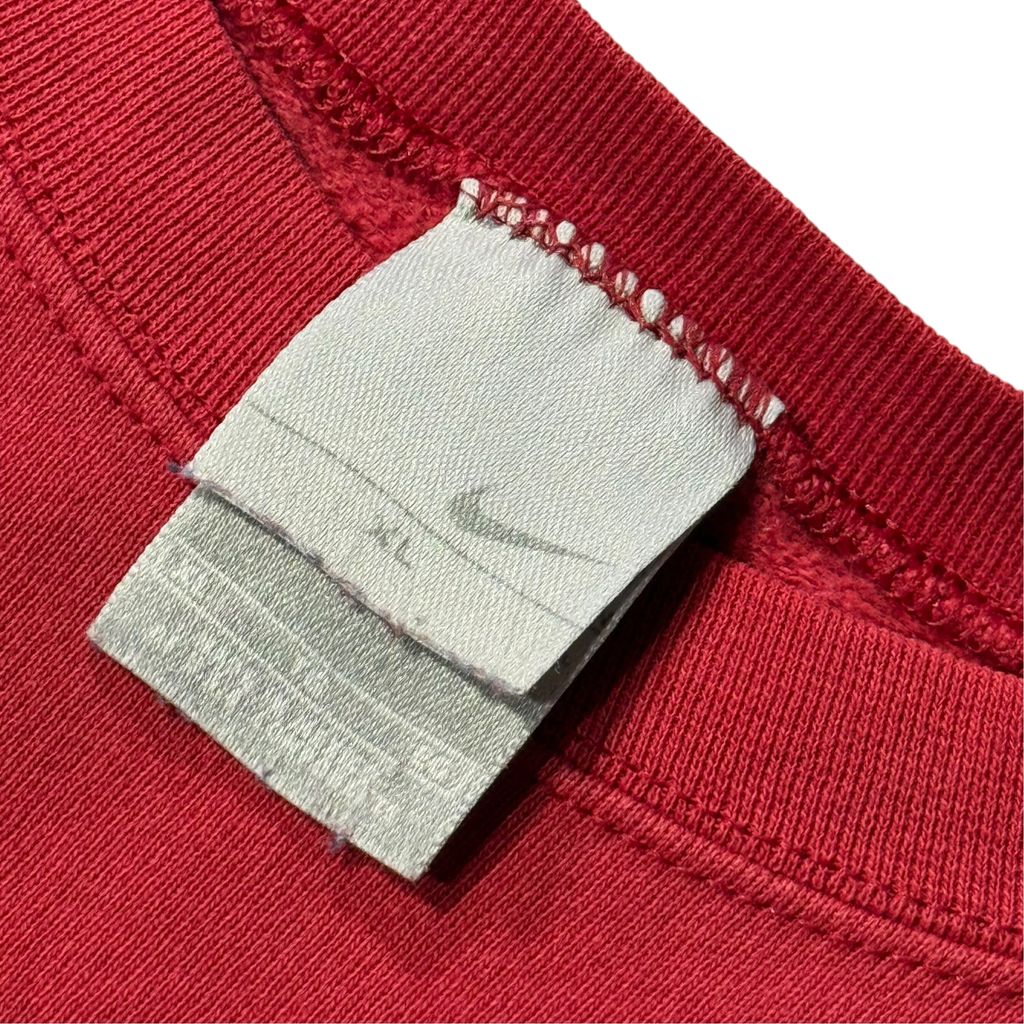 【USED】NIKE Swoosh Sweat Red XL / ナイキ ワンポイント スウッシュ 刺繍 クルーネック スウェット トレーナー レッド 赤 白タグ XLサイズ メンズ ユニセックス 古着