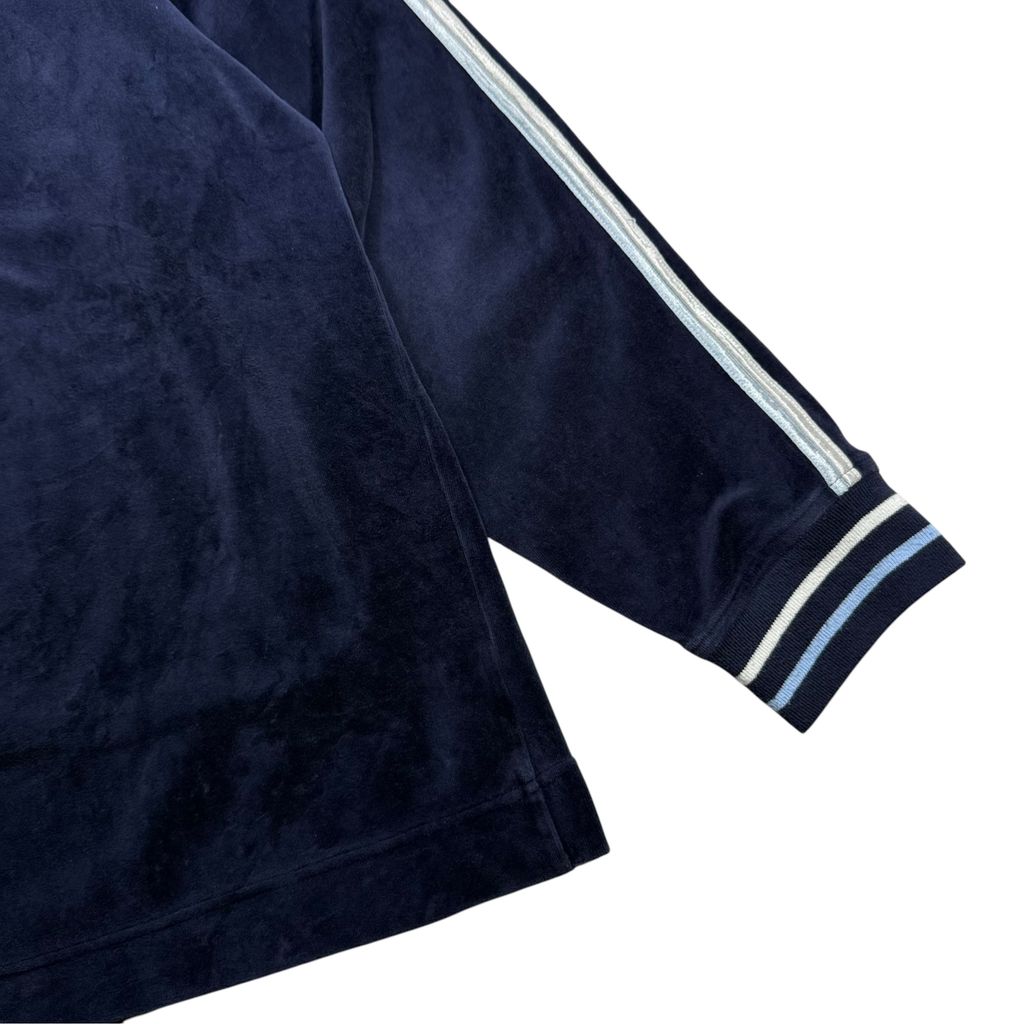 【USED】90s〜00s NAUTICA Velour Half Zip Pullover Jacket Navy L / ノーティカ ベロア ハーフジップ プルオーバー ジャケット ジャージ トラックトップ 紺 90年代