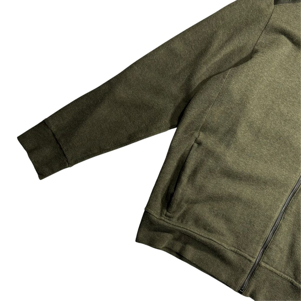 【USED】POLO RALPH LAUREN Estate Rib Hooded Full-Zip Jacket Olive XL / ポロラルフローレン エステートリブ フーデッド フルジップアップジャケット ニットパーカー ナイロン切替 オリーブ カーキ 00s〜10s
