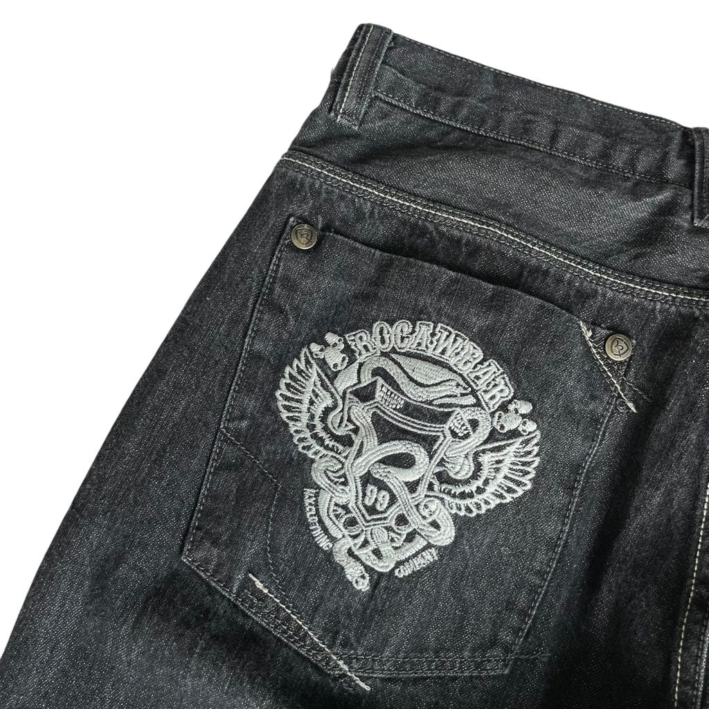 【Used】Rocawear Loose Fit Embroidery Logo Denim Pants/Black