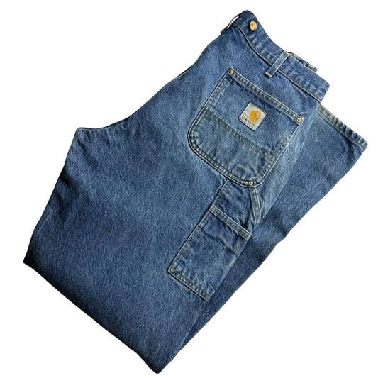 【USED】Carhartt B07 DNM Double Knee Denim Painter Pants Blue 38 / カーハート ダブルニー デニム ペインターパンツ ブルー 青 デニム地 ワークウェア ビンテージ 古着 USED