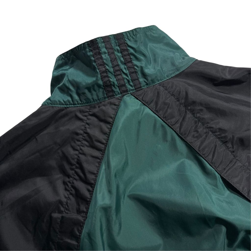 【USED】90s adidas Performance Logo Nylon Pullover Jacket Dark Green x Black x White L / アディダス パフォーマンスロゴ ナイロン プルオーバー ジャケット
